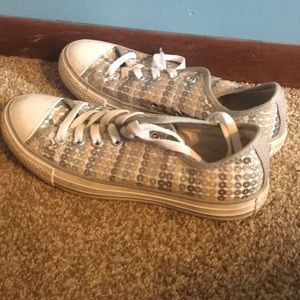 Silver Sequined Converse